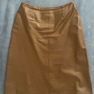 Camel Tan Leather Pencil Skirt